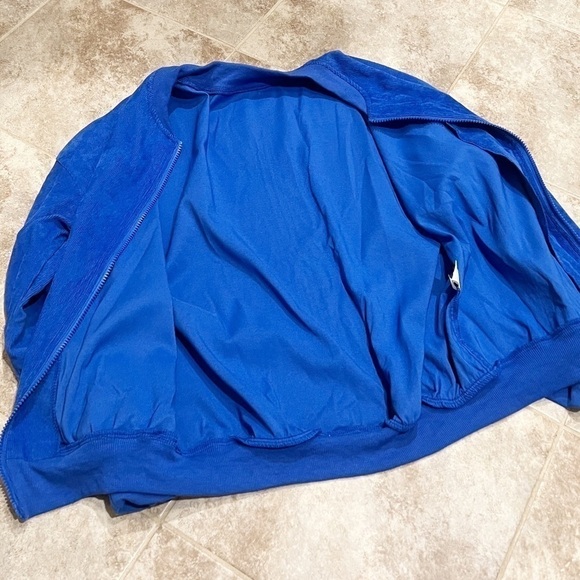 NEW SHEIN corduroy drop shoulder bomber jacket full zip blue medium - Picture 7 of 10